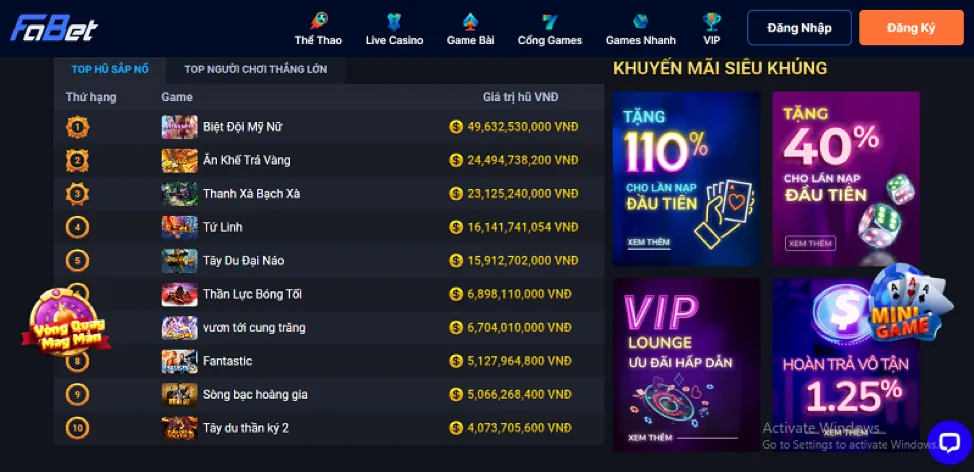 Các trò chơi cá cược tại vm88 link mới
